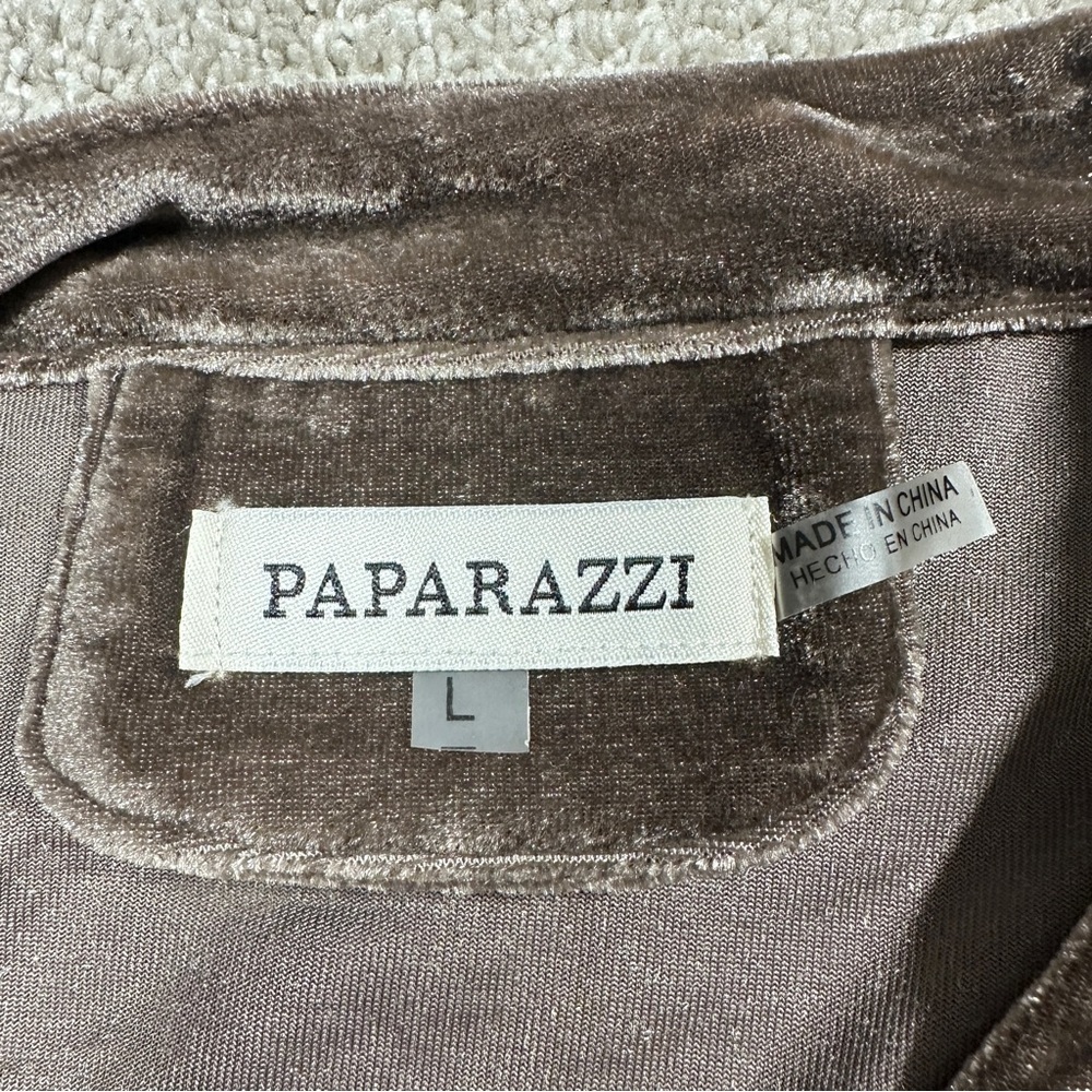 Paparazzi Embroidered Velvet Western Blouse Tunic Top Boho Whimsigoth in Brown L - Picture 10 of 13